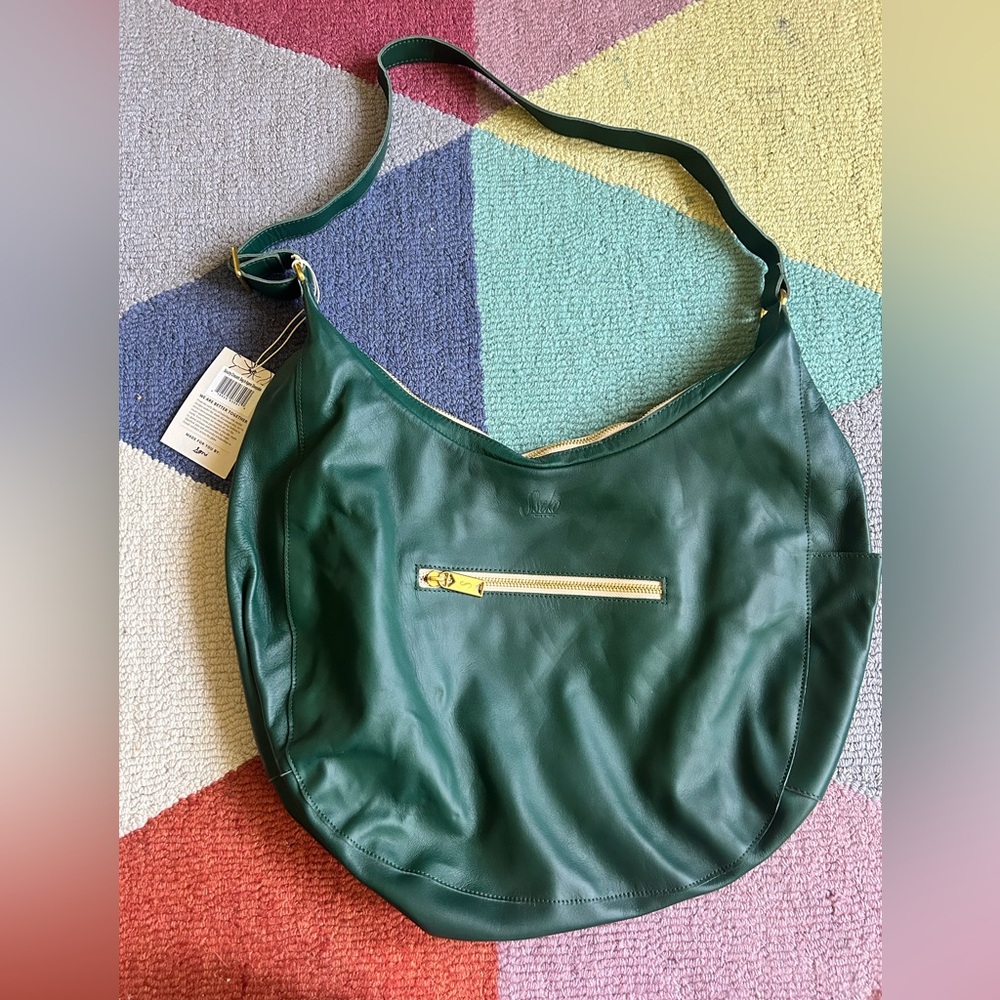 Sseko Green Leather Hobo Bag NWT